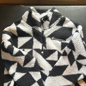 Champion Black & White Geometric Sherpa Quarter-Zip Pullover